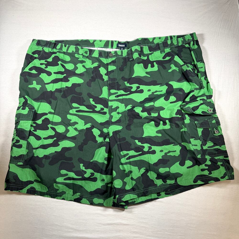 KingSize Men's Size 66 Green Black Camo Cargo Utility Shorts 9.5 Inseam Big Tall